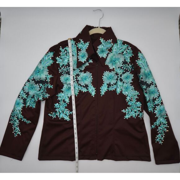 Absolutely Gorgeous Chocolate Brown with Teal Overlay Show Jacket - 2X - Picture 4 of 9